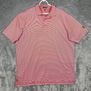 Peter Millar Summer Comfort Mens‎ XL Red & White Striped Golf Polo Shirt